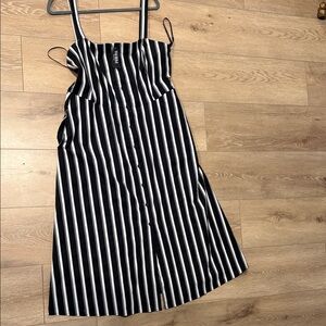 White House Black Market Black and White Striped Midi Dress